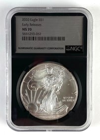NGC Graded 2020 US $1 Silver Eagle Early Releases MS70
