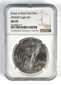 NGC Graded 2024-W US $1 Silver Eagle MS70