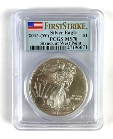 PCGS Graded 2013-W US $1 Silver Eagle Dollar MS70