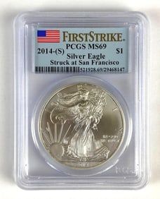 PCGS Graded 2014-S IS $1 Silver Eagle Dollar MS69