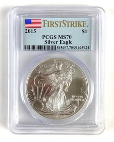 PCGS Graded 2015 US $1 Silver Eagle Dollar MS70