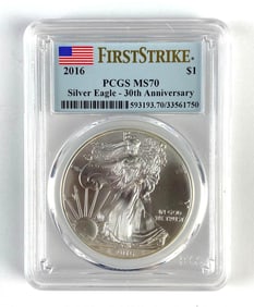 PCGS Graded 2016 US $1 Silver Eagle Dollar MS70