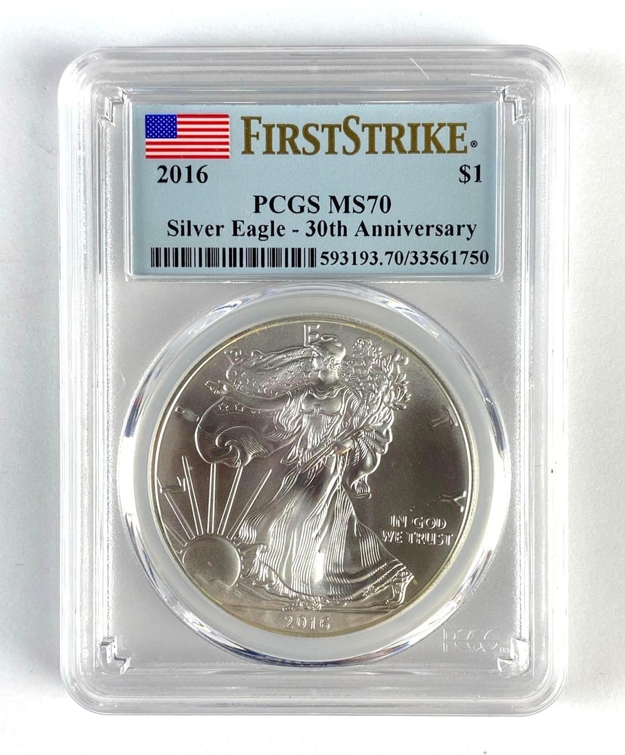 PCGS Graded 2016 US $1 Silver Eagle Dollar MS70 (1 of 2)
