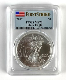 PCGS Graded 2017 US $1 Silver Eagle Dollar MS70