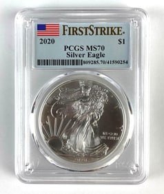 PCGS Graded 2020 US $1 Silver Eagle Dollar MS70