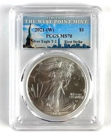 PCGS Graded 2021-W US $1 Silver Eagle Dollar MA70