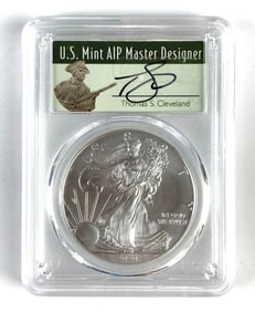 Thomas S. Cleveland Signed PCGS Graded 2020-S US $1 Silver Eagle MS70