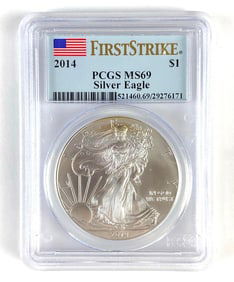 PCGS Graded US $1 Silver Eagle Dollar MS69
