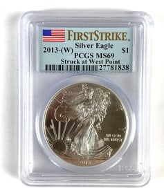 PCGS Graded 2013-W US $1 Silver Eagle MS69