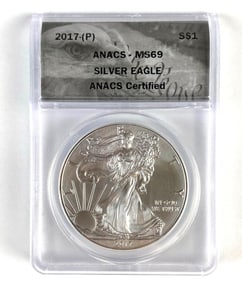 ANACS Graded 2017-P US $1 Silver Eagle Dollar MS69