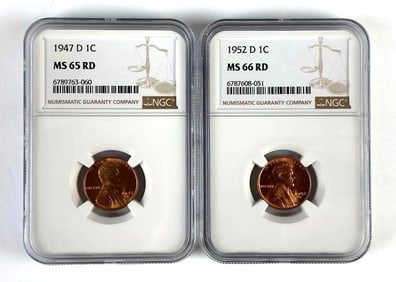 Group of 2 NGC Graded US Lincoln Head Wheat Cents