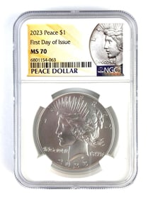 NGC Graded 2023 US $1 Peace Silver Dollar MS70
