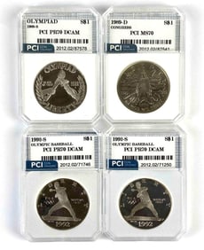 Group of 4 PCI Graded Commemorative Coins
