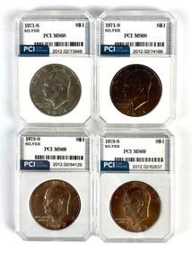 Group of 4 PCI Graded US $1 Eisenhower Silver Dollars