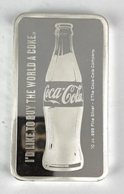 The Coca Cola Company 10 oz .999 Fine Silver Ingot/ Bar