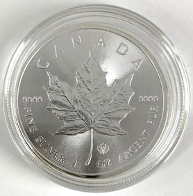 2014 Canada $5 Maple Leaf with Maple Leaf Privy 1 oz .999 Fine Silver Coin