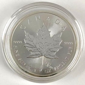 2014 Canada $5 Maple Leaf with Maple Leaf Privy 1 oz .999 Fine Silver Coin