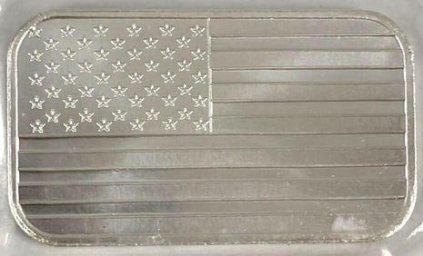 Silvertowne American Flag 1 oz .999 Fine Silver Ingot/ Bar