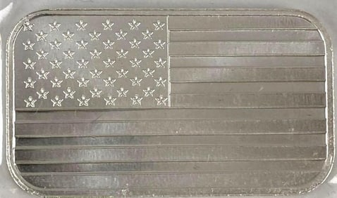 Silvertowne American Flag 1 oz .999 Fine Silver Ingot/ Bar
