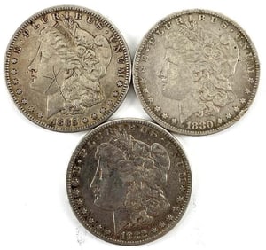 Group of 3 US $1 Morgan Silver Dollars
