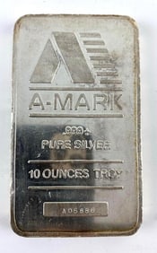 A-Mark 10 oz .999 Fine Silver Ingot/ Bar