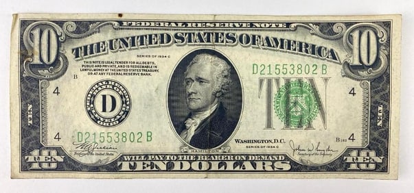 1934 C $10 Federal Reserve Note