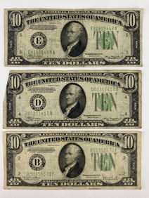 Group of 3 1934  $10 Federal Reserve Notes