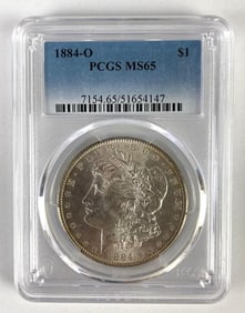 PCGS Graded 1884-O US $1 Morgan Silver Dollar MS65