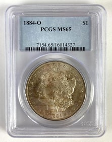 PCGS Graded 1884-O US $1 Morgan Silver Dollar MS65
