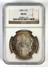 NGC Graded 1880-S US $1 Morgan Silver Dollar MS65