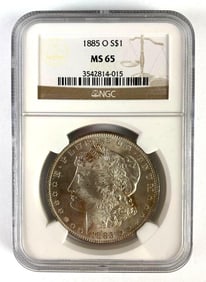 NGC Graded 1885-O US $1 Morgan Silver Dollar MS65
