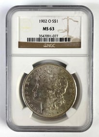 NGC Graded 1902-O US $1 Morgan Silver Dollar MS63