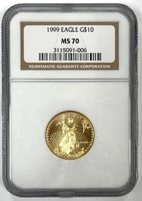1999 US Mint 1/4 oz Gold American Eagle NGC MS70