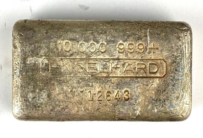 RARE EARLY HAND POURED Engelhard 10 oz. .999 Silver Ingot/ Bar