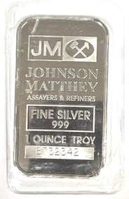 Johnson Matthey 1 oz .999 Fine Silver Bar in Plastic