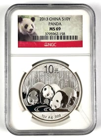 NGC Graded 2013 China 10 Yuan Panda 1 oz .999 Silver MS69