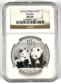 NGC Graded 2010 China 10 Yuan Panda 1 oz .999 Silver MS69