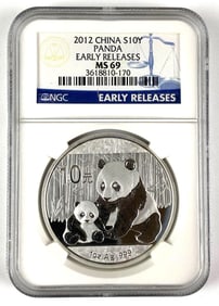 NGC Graded 2012 China 10 Yuan Panda 1 oz .999 Silver MS69