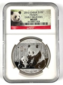 NGC Graded 2012 China 10 Yuan Panda 1 oz .999 Silver MS69