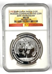 NGC Graded 2009 China 10 Yuan Panda 1 oz .999 Silver MS69
