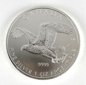 2014 Canada $5 Bald Eagle 1 oz .999 Fine Silver Coin
