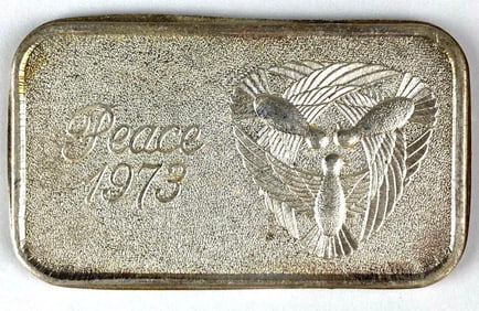 1973 Silvertowne Peace 1 oz .999 Fine Silver Ingot/ Bar
