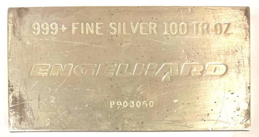 Engelhard 100 oz .999 Fine Silver Bar