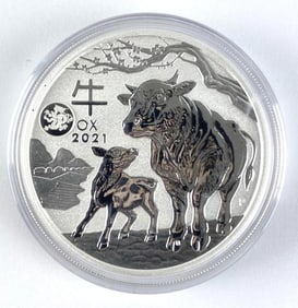 2021 Australia $1 Year of the Ox 1 oz .999 Fine Silver Coin