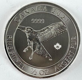 2021 Canada $2 Red-Tail Hawk 1/2 oz .999 Silver Coin
