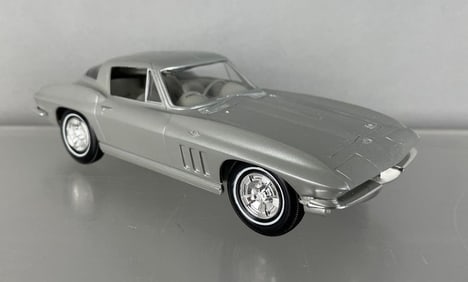 1966 Chevy Corvette Coupe Silver Pearl Dealership Promo Car with Original Box