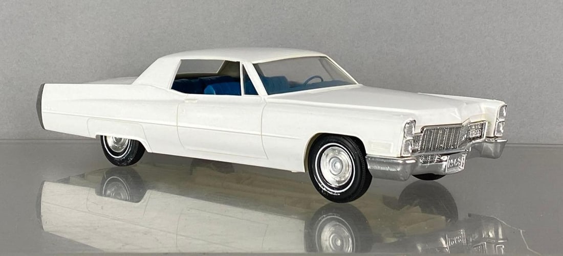 1968 Cadillac DeVille White Dealership Promo Car: Coaster, blue interior