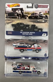 Group of Mattel Hot Wheels Premium Team Transport Die-Cast Sets