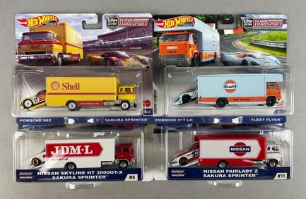 Group of Mattel Hot Wheels Premium Team Transport Die-Cast Sets