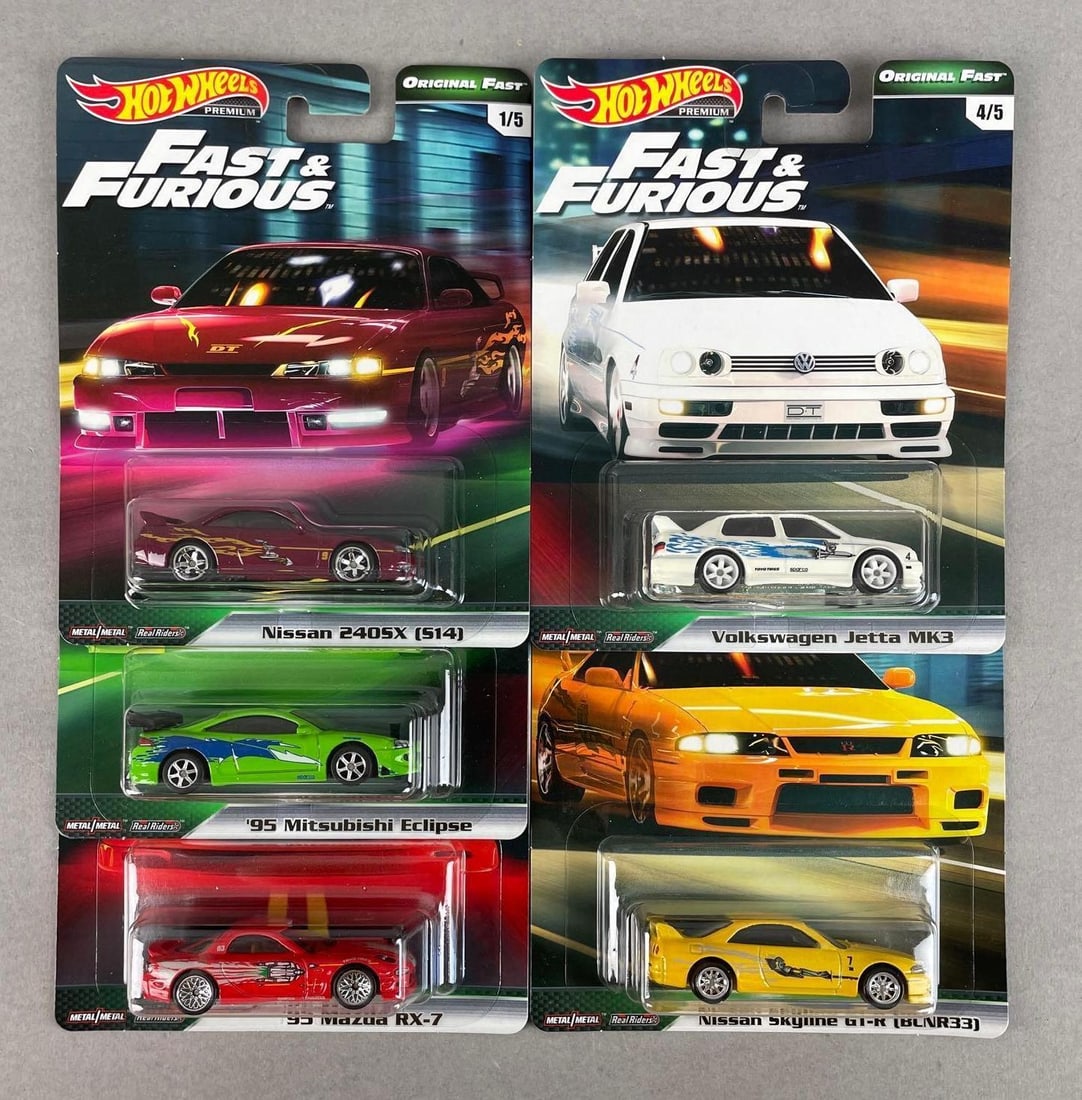 Set of 5 Mattel Hot Wheels Fast and Furious Die-Cast Cars: Original fast packaging